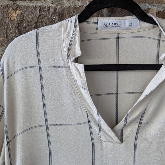 Carve Designs Hammond Tunic Long Sleeve Windowpane Longline Blouse XS Coastal - Picture 4 of 10